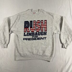 VTG Hanes Sweatshirt Rush Limbaugh For President‎ 90s Political Mens Large